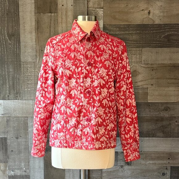 Handmade reversible sparkly floral button up jacket medium feminine coastal fall - Picture 2 of 13